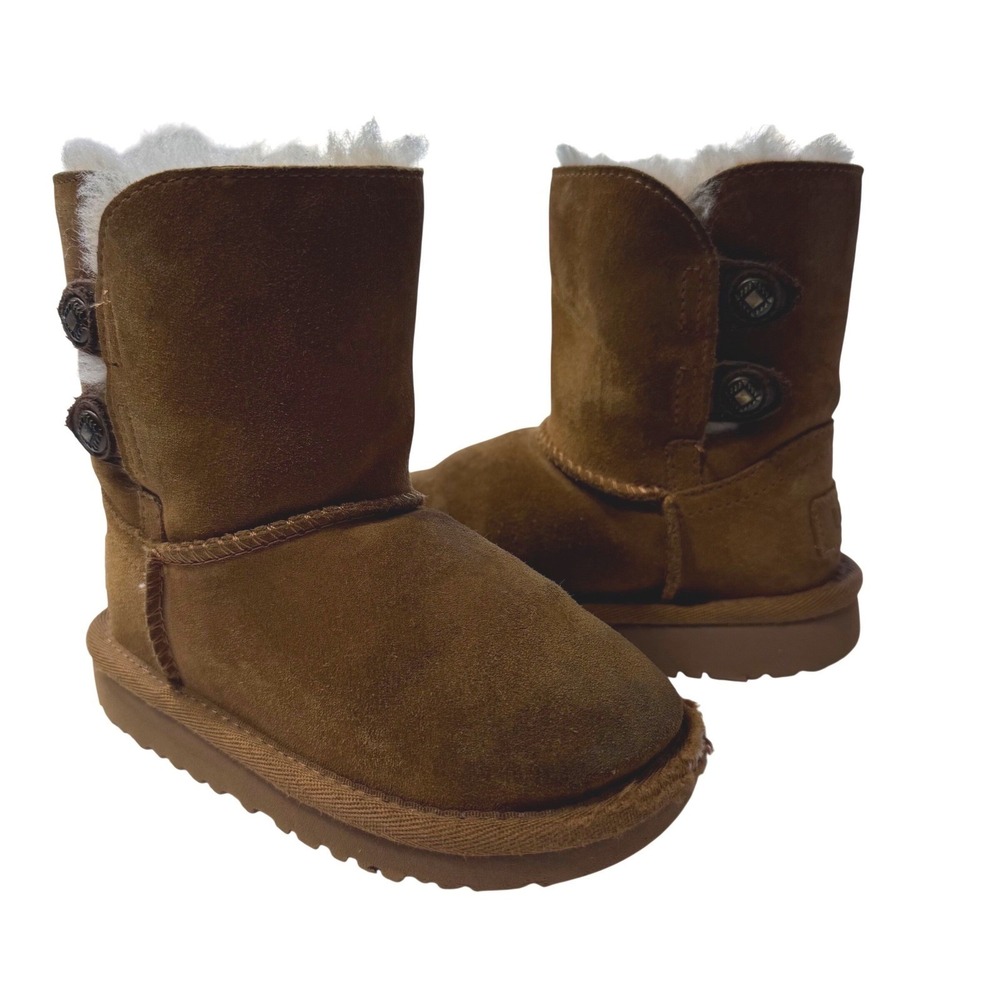 UGG Australia Kids Suede Boots Button Close Chestnut Toddler 9